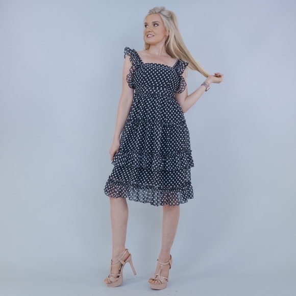 Black White Polka Dot Open Back Dress - Picture 5 of 13